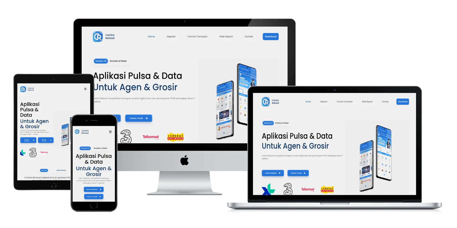 Screenshot arsip website Centra Reload dari portfolio Modygo